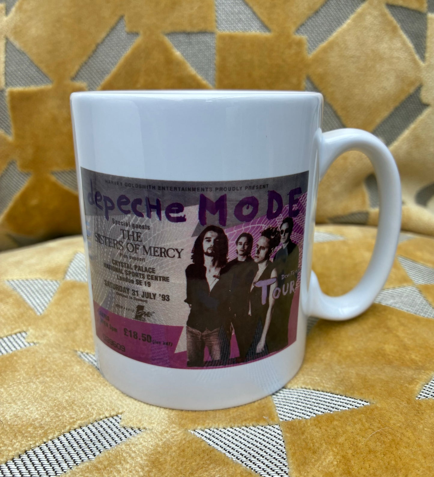 DEPECHE MODE - 11oz ceramic mug featuring the 31/7/1993 Crystal Palace concert ticket on both sides