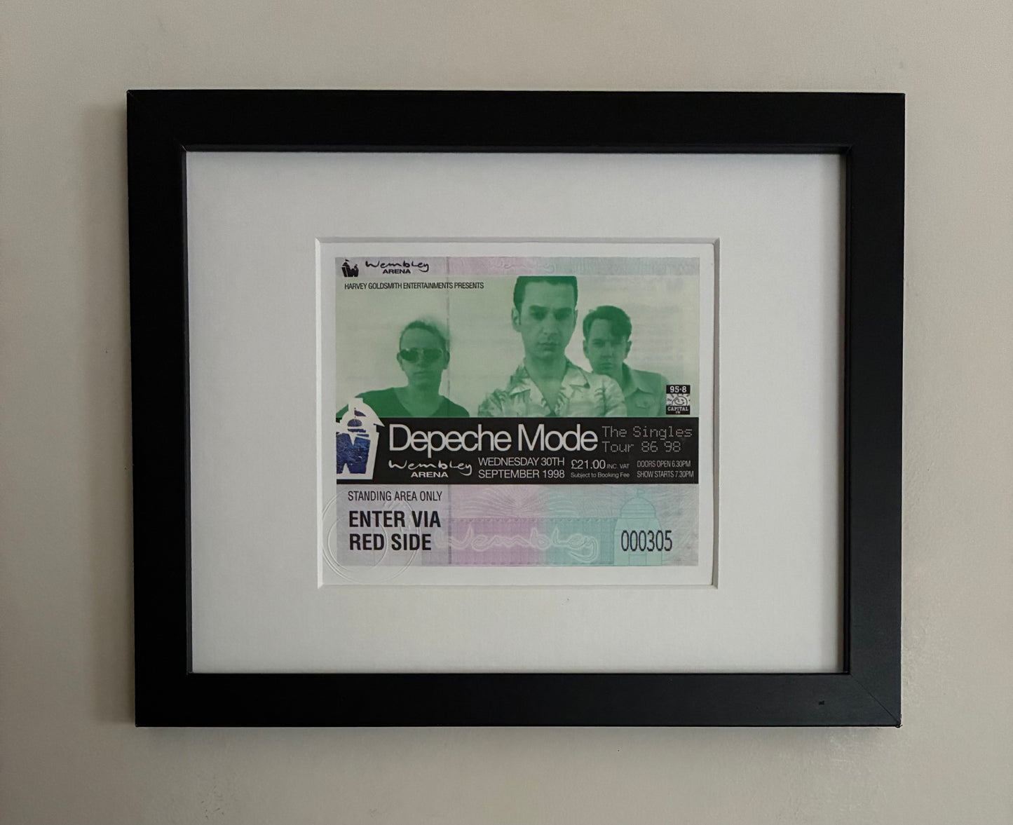 DEPECHE MODE  - 1998 Wembley Arena framed ticket giclee print