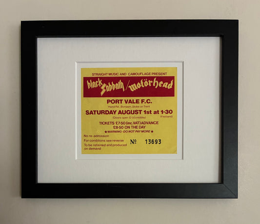 OZZY OSBOURNE / RANDY RHOADS / MOTORHEAD- 1981 Port Vale F.C  framed ticket giclee print