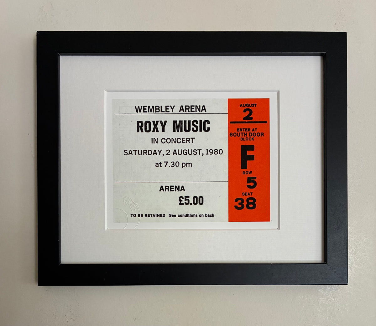 ROXY MUSIC - 1980 Wembley Arena , London framed ticket giclee print