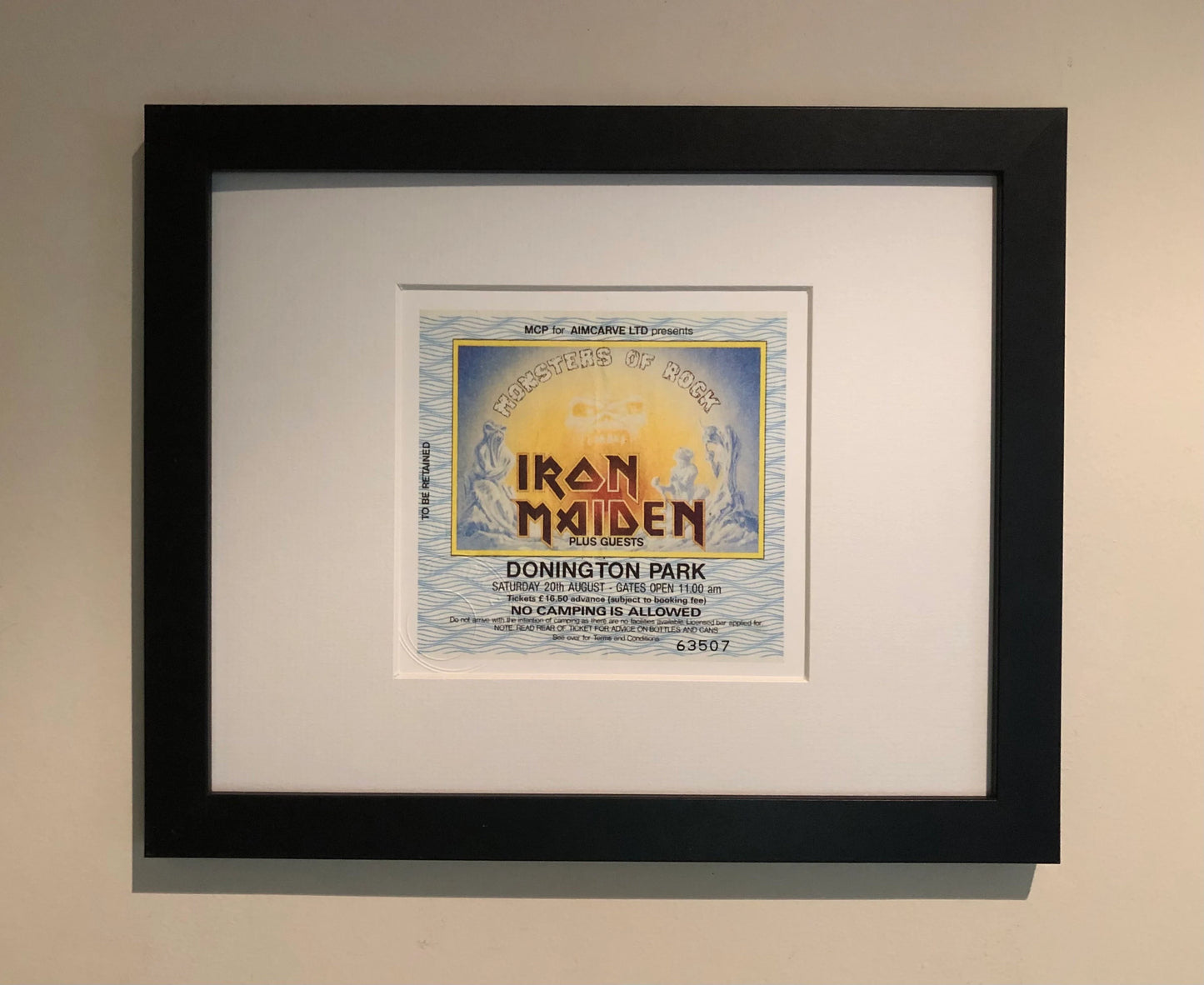 IRON MAIDEN - 20/8/1988 Monsters of Rock at Donington Park framed ticket giclee print