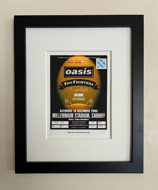 OASIS ( +Foo Fighters ) - 10/12/2005 Millennium Stadium, Cardiff framed ticket giclee print