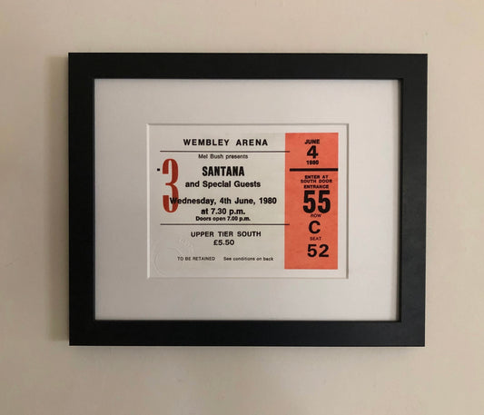 SANTANA - 1980 Wembley Arena , London framed ticket giclee print