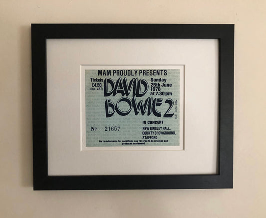 DAVID BOWIE - 1978 New Bingley Hall, Stafford framed ticket giclee print