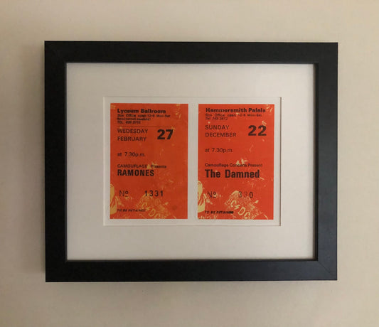 THE RAMONES / THE DAMNED - 1985 London shows framed ticket giclee print