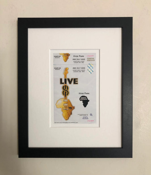 LIVE 8  - 2005 Hyde Park , London framed ticket giclee print