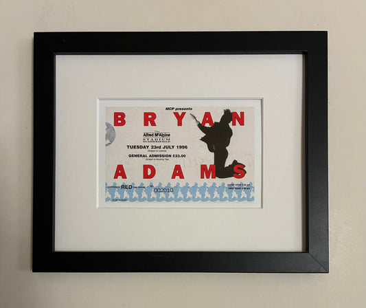 BRYAN ADAMS - 1996 The National Bowl, Milton Keynes framed ticket giclee print