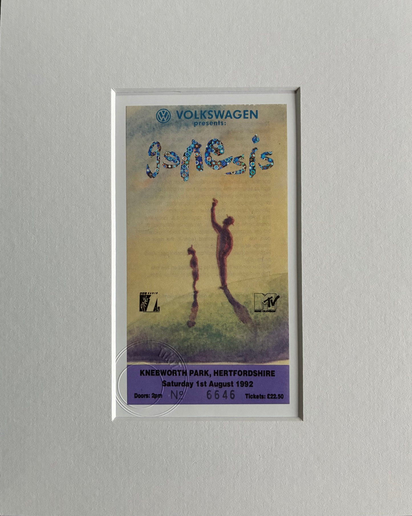 GENESIS - 1/6/1992 Knebworth Park framed ticket giclee print