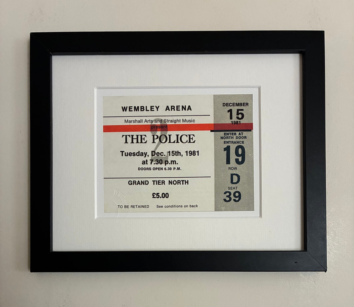 THE POLICE - 1981 Wembley Arena , London framed ticket giclee print