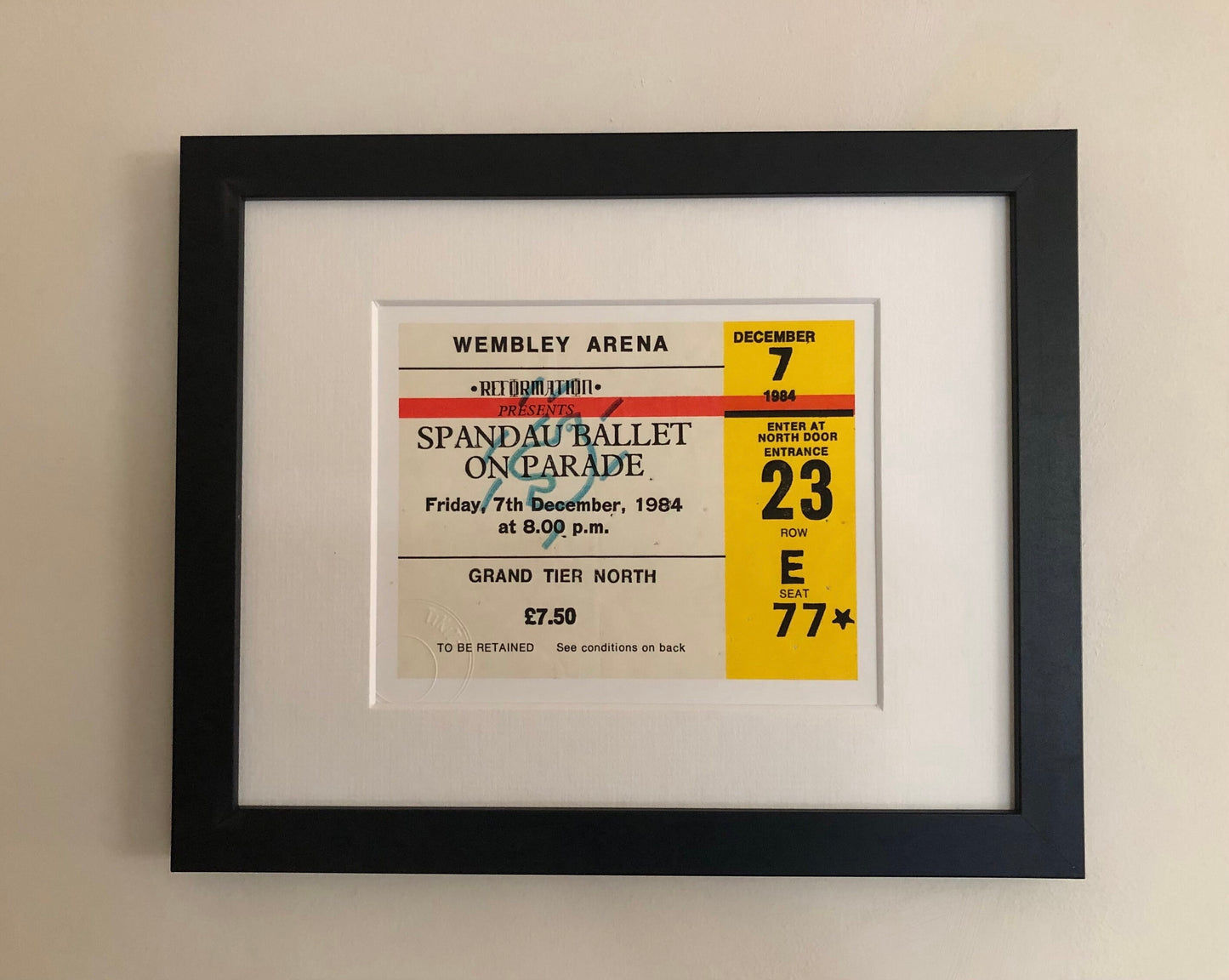 SPANDAU BALLET - 1984 Wembley Arena , London framed ticket giclee print