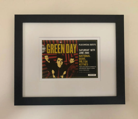 GREEN DAY- 2005 National Bowl , Milton Keynes framed ticket giclee print