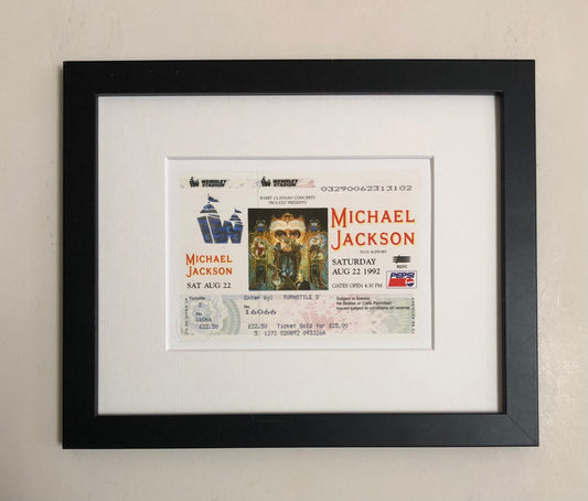 MICHAEL JACKSON- 1992 “ The Dangerous World tour “Wembley Stadium , London framed ticket giclee print