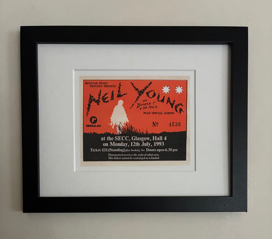 NEIL YOUNG - 1993 SECC, Glasgow framed ticket giclee print