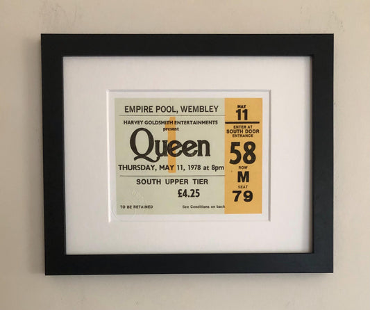 QUEEN - 1978 Empire Pool , Wembley , London framed ticket giclee print