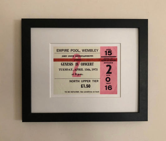 GENESIS- 1975 Empire Pool , Wembley London framed ticket giclee print