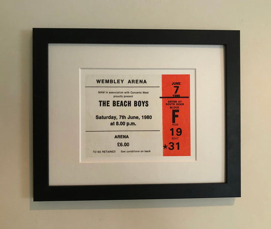 THE BEACH BOYS- 1980 Wembley Arena , London framed ticket giclee print