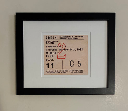 AC/DC - 1982 Hammersmith Odeon , London framed ticket giclee print