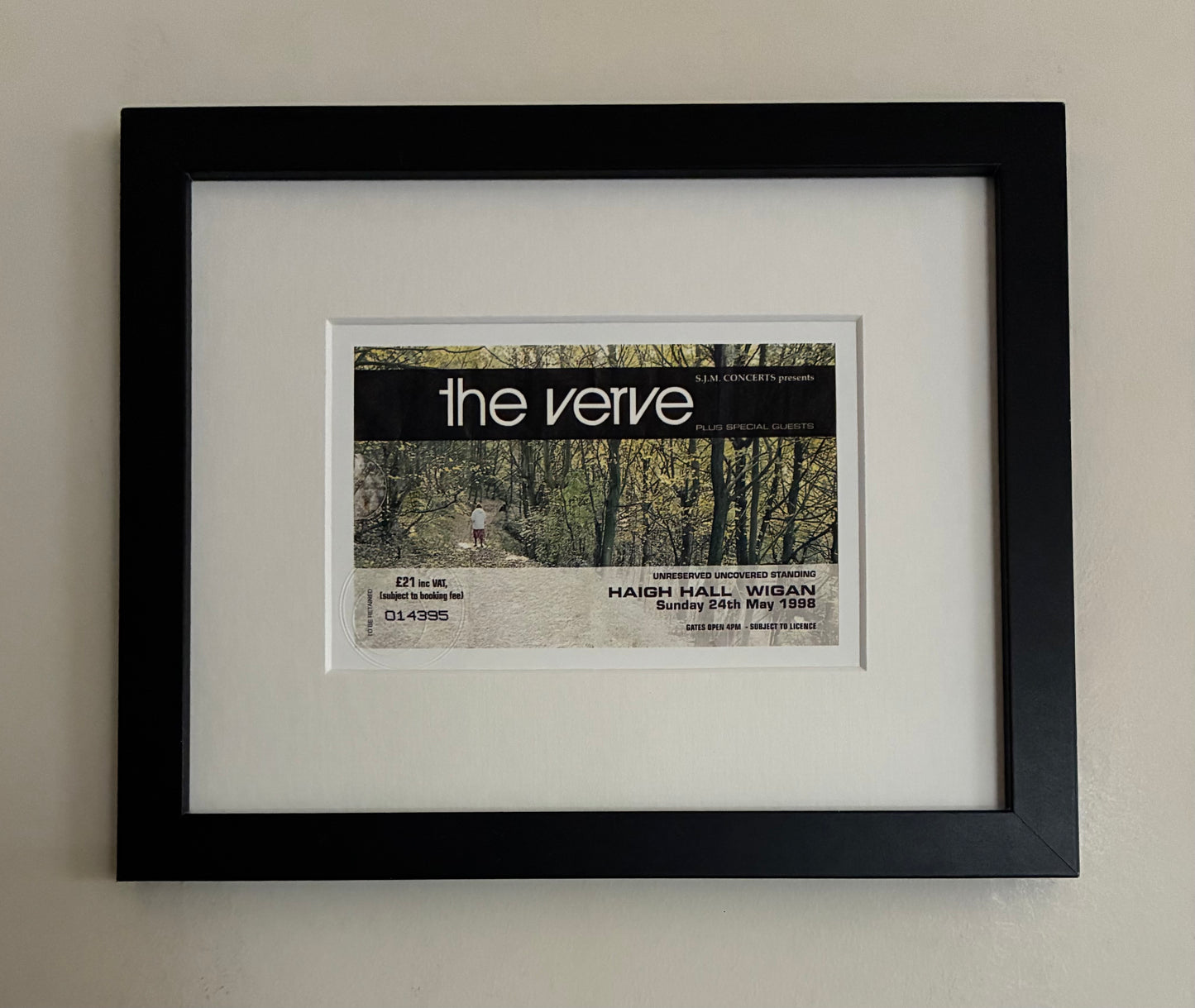 THE VERVE - 1998 Haigh Hall, Wigan framed ticket giclee print