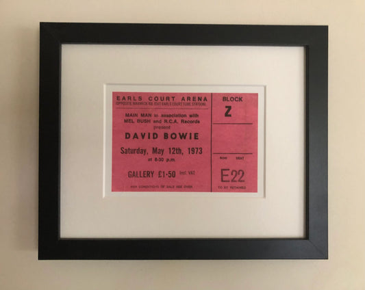 DAVID BOWIE - 1973 Earls Court Arena, London framed ticket giclee print
