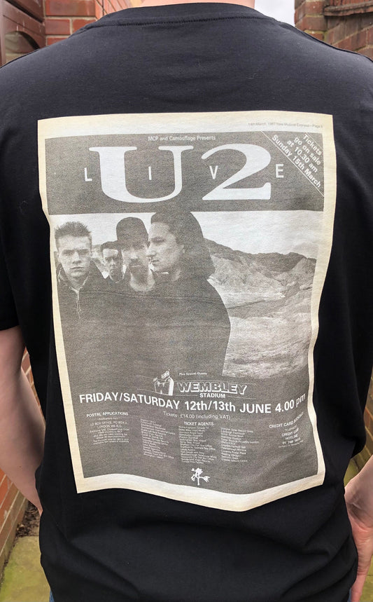 U2 - 1987 “ Joshua tree “ T Shirt . Featuring the tour advert and corresponding ticket.