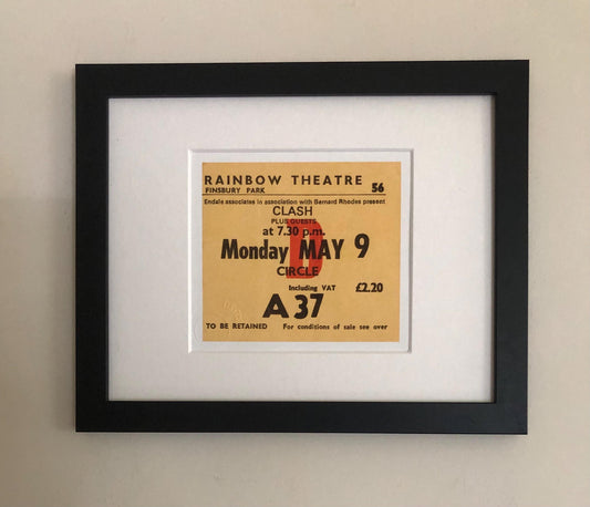 THE CLASH - 1977 Rainbow Theatre, Finsbury Park, London framed ticket giclee print
