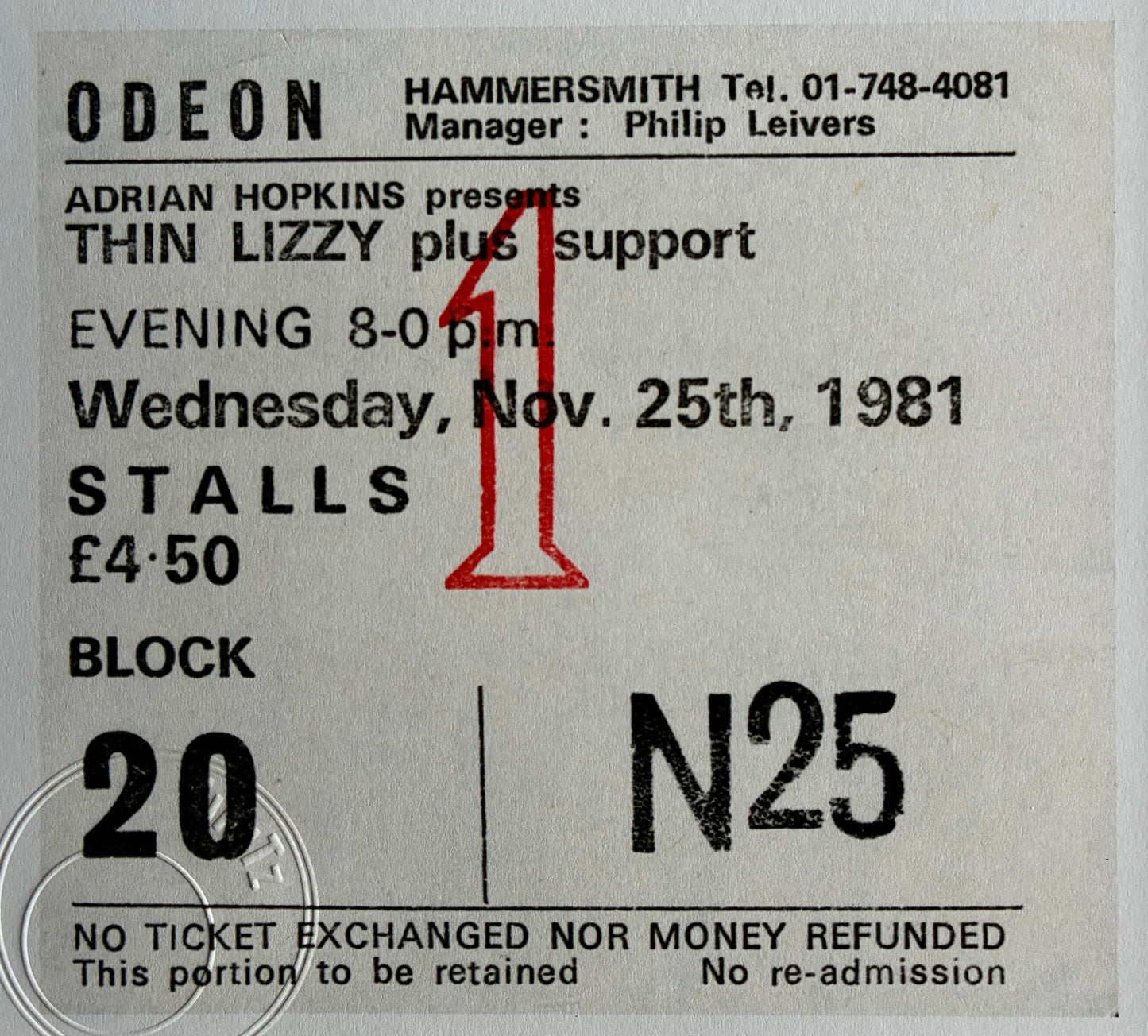 THIN LIZZY - 1981 Hammersmith Odeon , London framed ticket giclee print