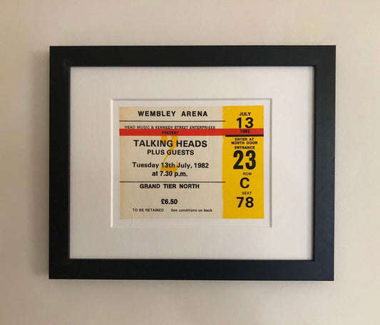 TALKING HEADS- 1982 Wembley Arena , London framed ticket giclee print