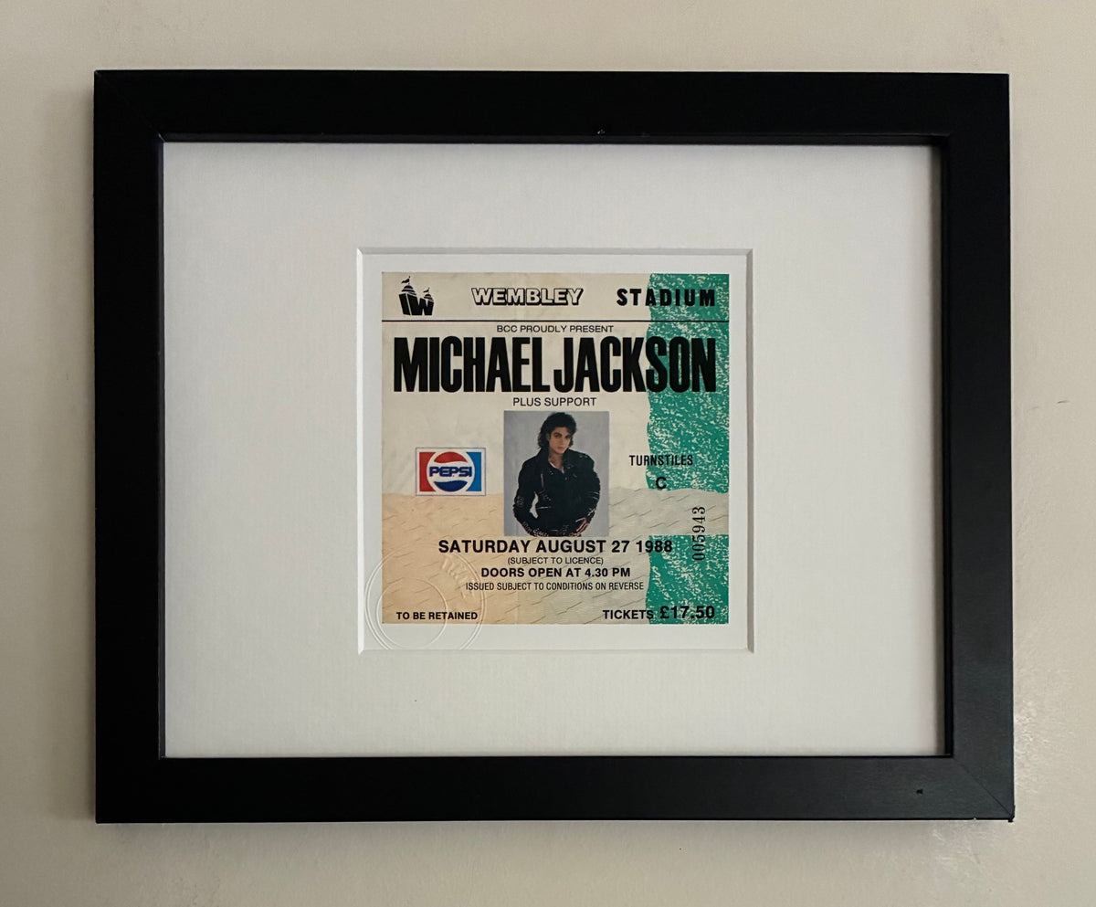 MICHAEL JACKSON- 1988“ The Bad tour “Wembley Stadium , London framed ticket giclee print