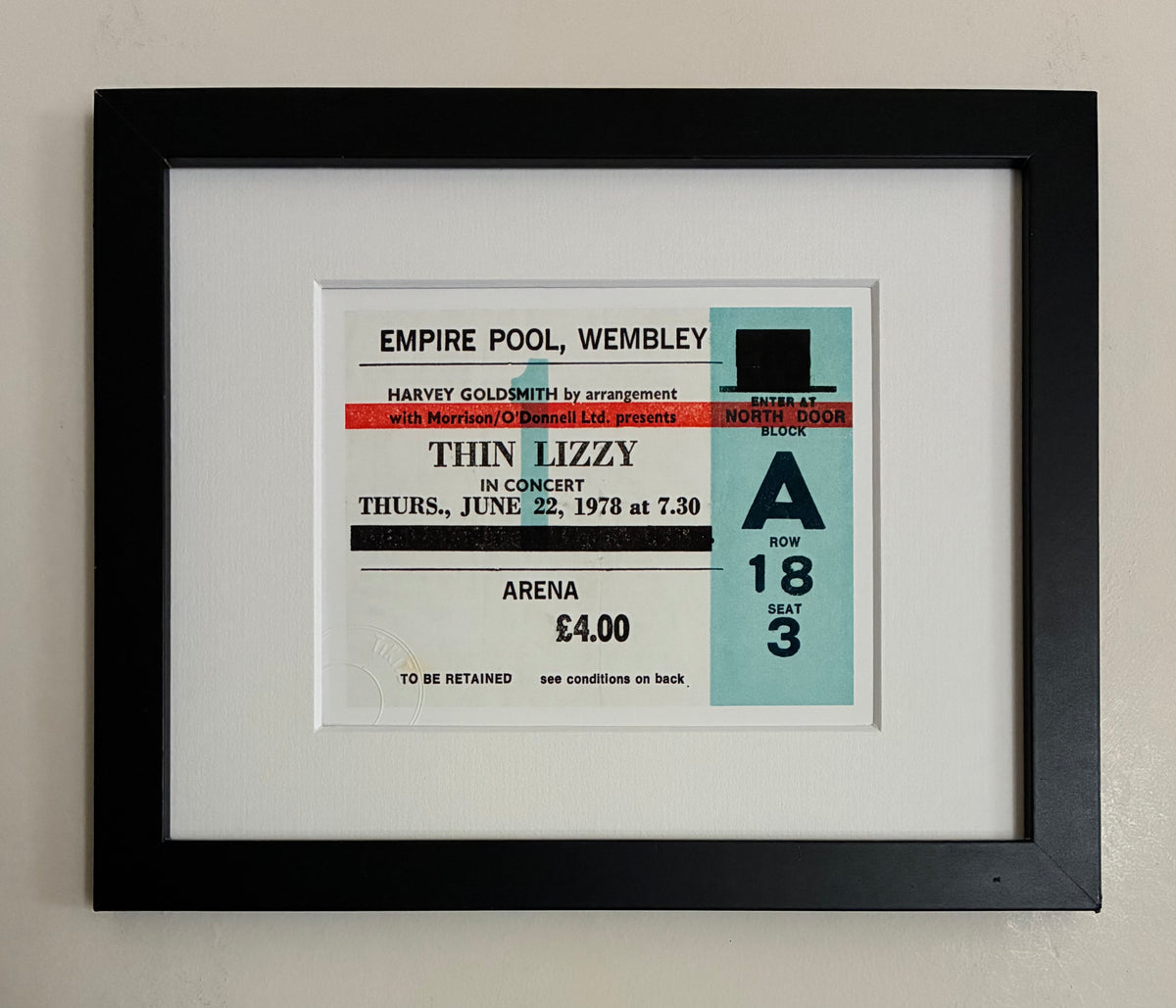 THIN LIZZY - 1978 Empire Pool , Wembley London framed ticket giclee print