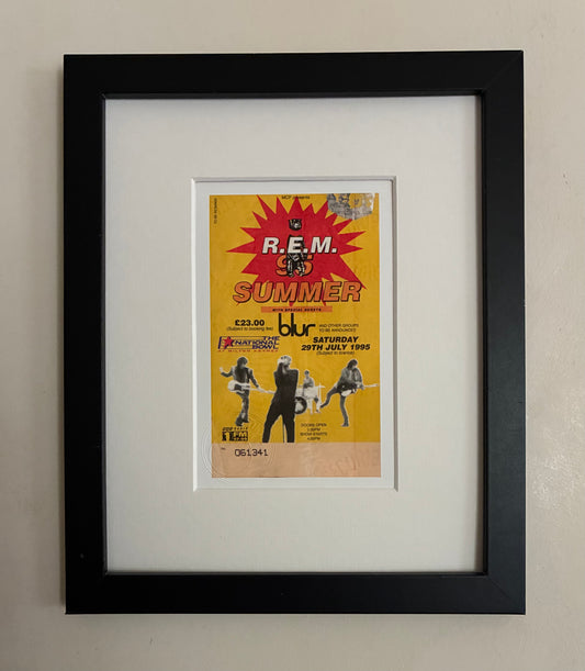 R.E.M/ BLUR - 1995 “Summer’95” National  Bowl, Milton Keynes framed ticket giclee print