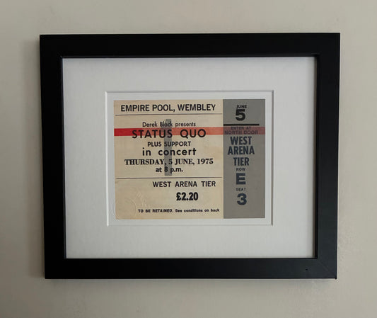 STATUS QUO - 1975 Empire Pool, Wembley , London framed ticket giclee print