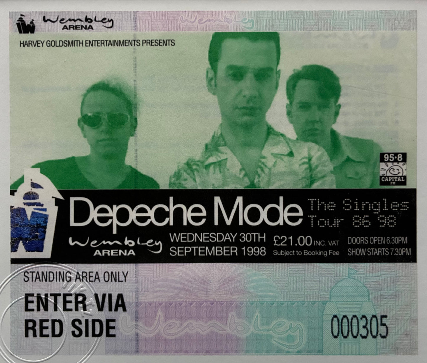 DEPECHE MODE  - 1998 Wembley Arena framed ticket giclee print