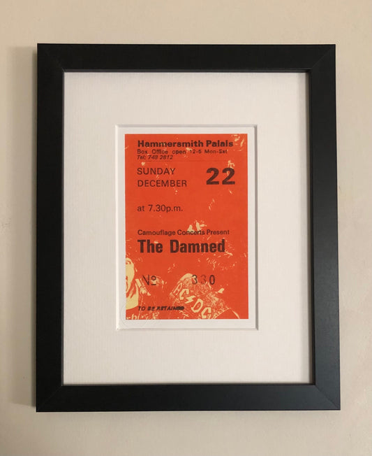 THE DAMNED - 1985 Hammersmith Palais, London framed ticket giclee print