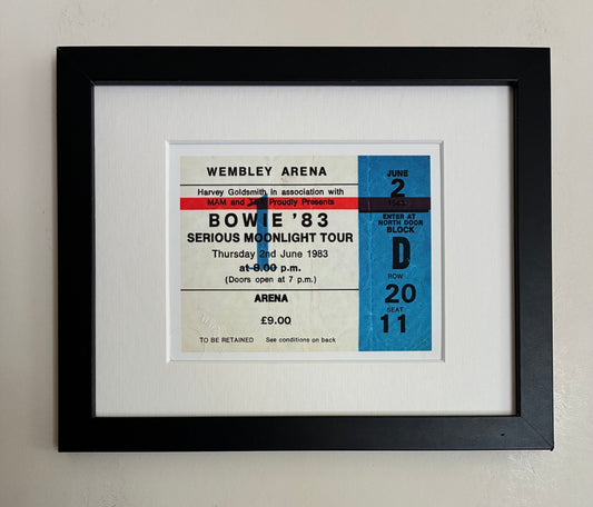 DAVID BOWIE - 1983 Wembley Arena , London framed ticket giclee print