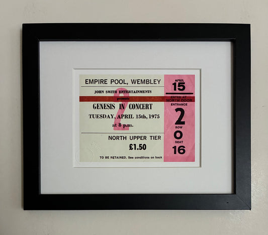 GENESIS- 1975 Empire Pool , Wembley London framed ticket giclee print