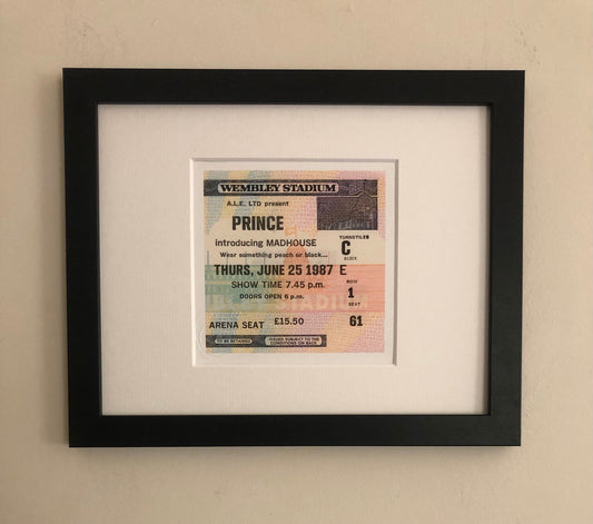 PRINCE - 1987 “Wembley Stadium , London framed ticket giclee print