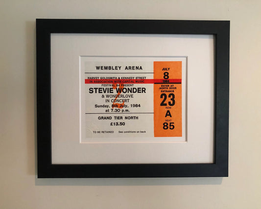 STEVIE WONDER and WONDERLOVE - 1984 Wembley Arena , London framed ticket giclee print