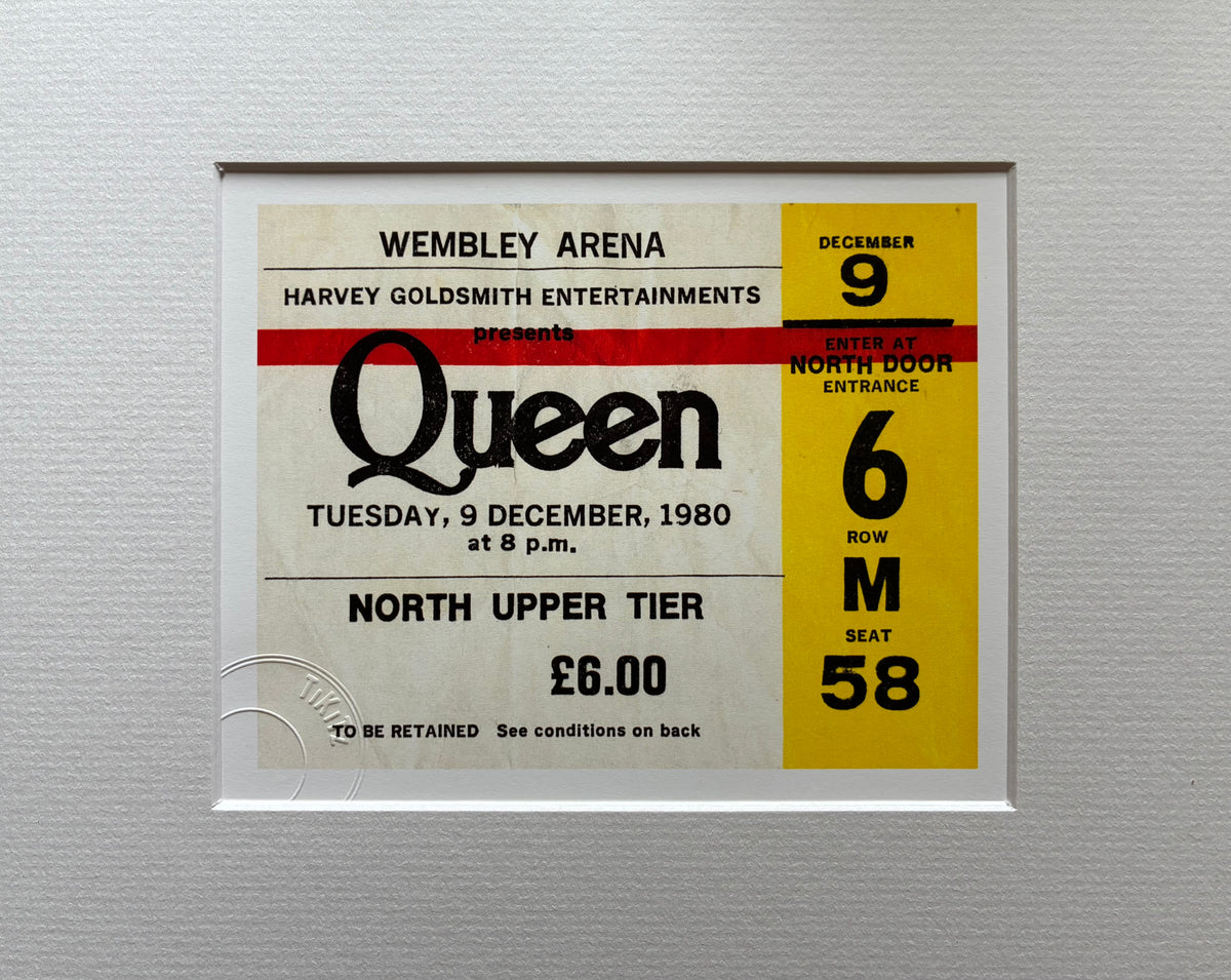 QUEEN  - 1980 Wembley Arena , London framed ticket giclee print