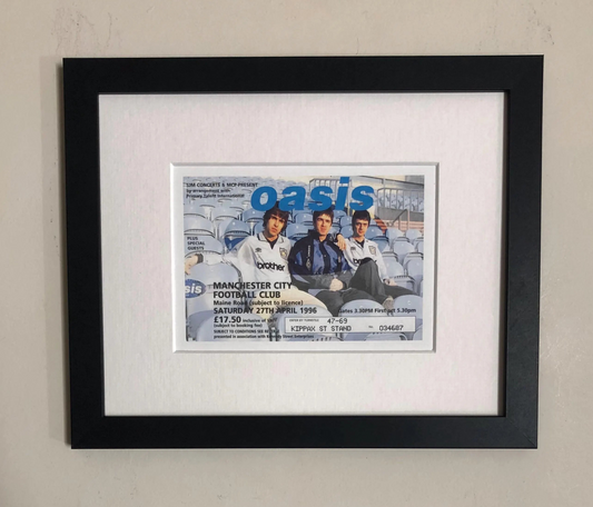 OASIS - 27/4/1996 Manchester City FC , Maine Road  framed ticket giclee print