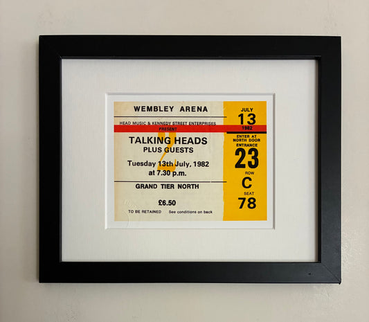TALKING HEADS- 1982 Wembley Arena , London framed ticket giclee print