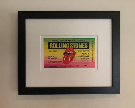 ROLLING STONES - 1982 Ashton Gate Stadium , Bristol  framed ticket giclee print