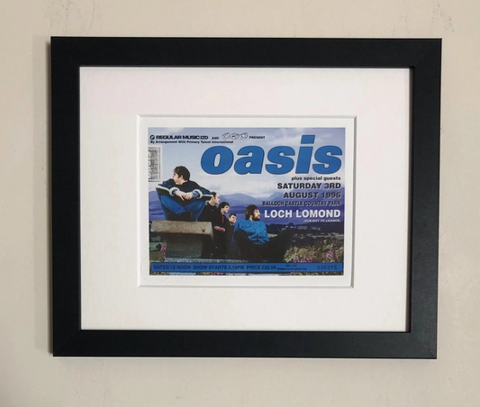 OASIS - 3/8/1996 Loch Lomond, Balloch Castle Country Park framed ticket giclee print