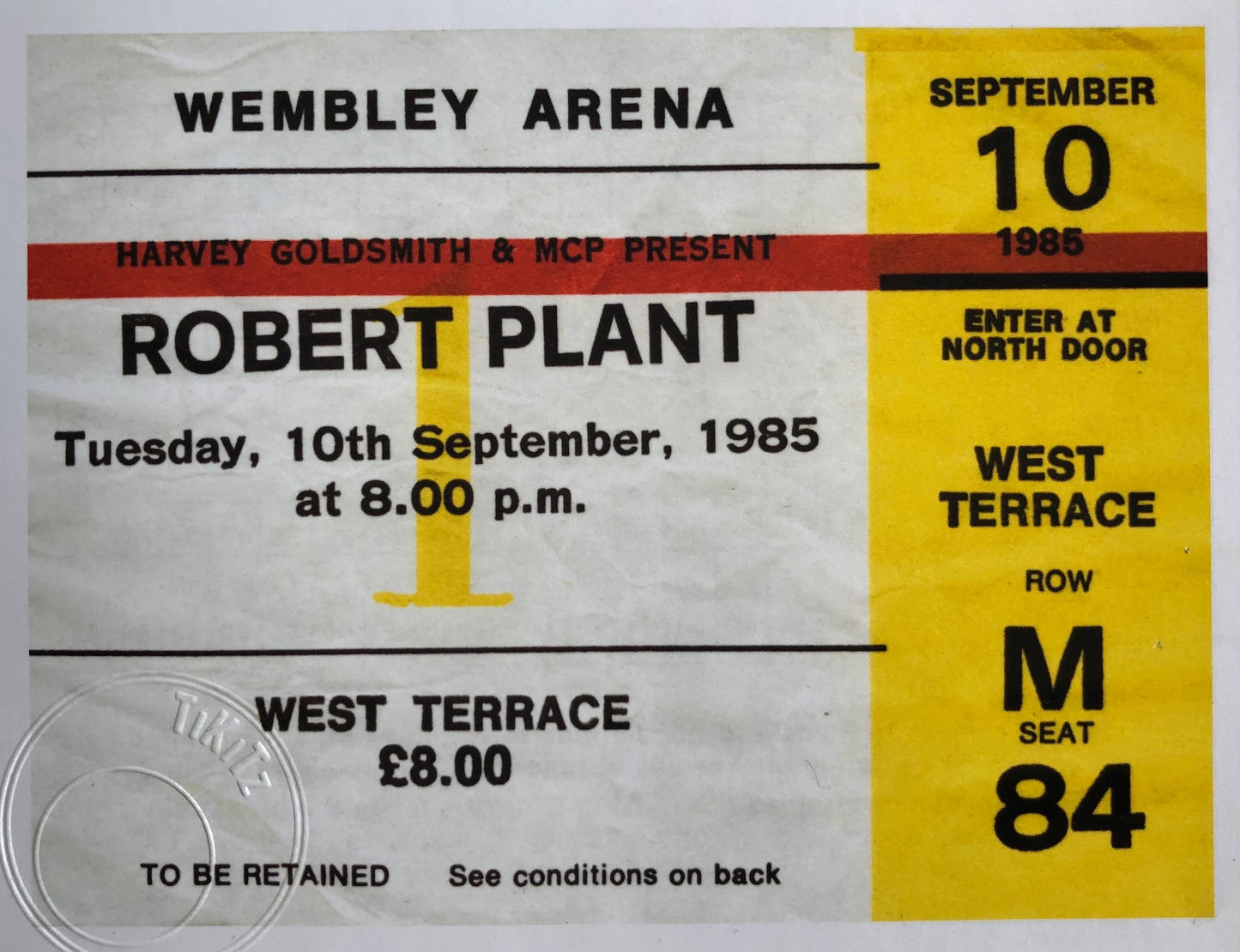 ROBERT PLANT - 1985 Wembley Arena , London framed ticket giclee print
