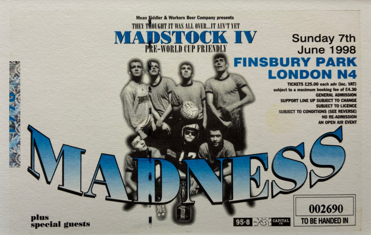 MADNESS - 1998 Finsbury Park, London framed ticket giclee print