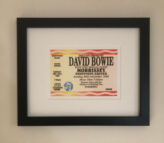 DAVID BOWIE / Special guest MORRISSEY - 1995 Westpoint, Exeter, framed ticket giclee print