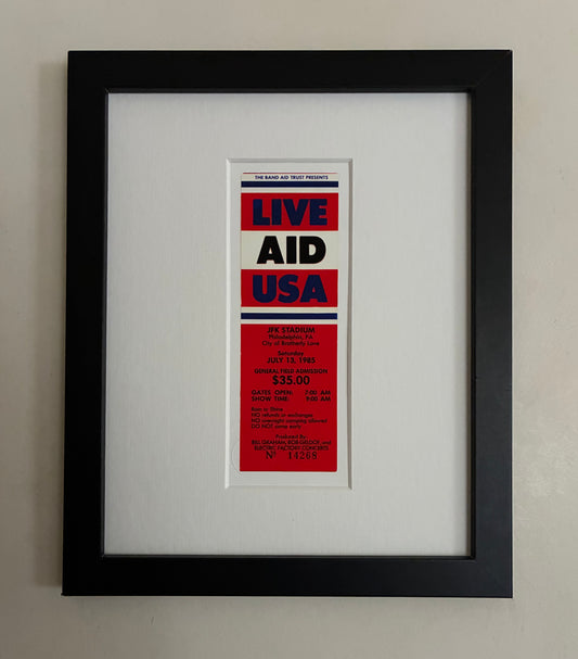 LIVE AID , USA - 1985 JFK Stadium, Philadelphia, USA  framed ticket giclee print