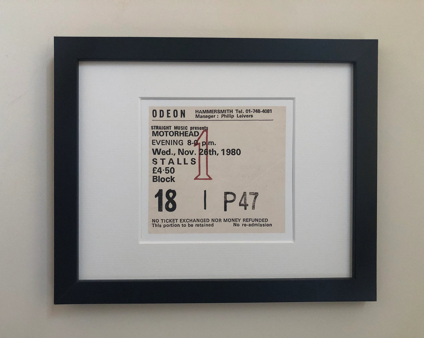 MOTÖRHEAD - 1980 Hammersmith Odeon , London framed ticket giclee print
