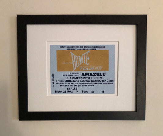 DAVID BOWIE - 1983 “ Serious Moonlight tour” , Hammersmith Odeon, London framed ticket giclee print