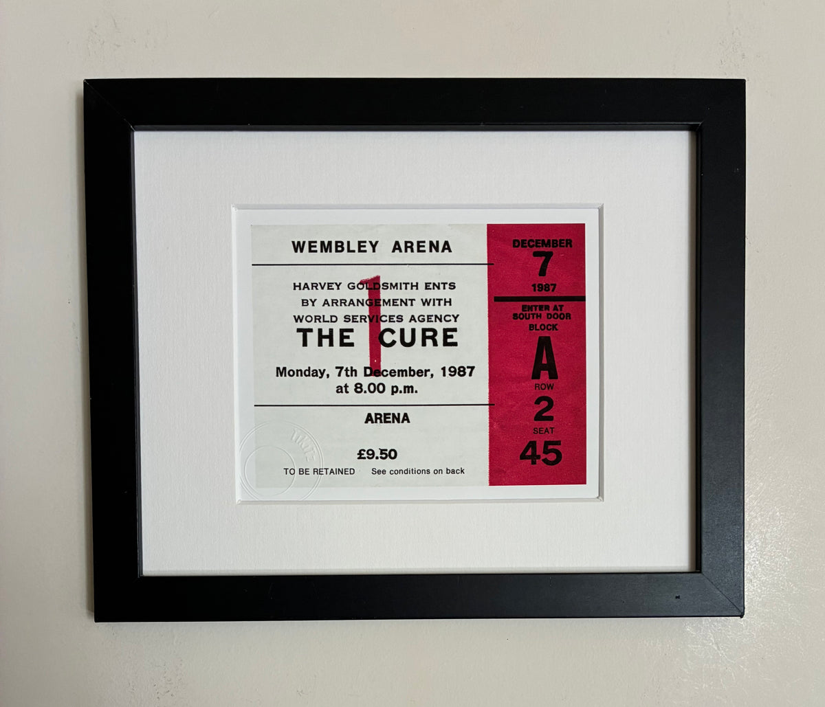 THE CURE- 1987 Wembley  Arena , London framed ticket giclee print