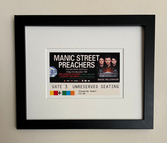 MANIC STREET PREACHERS - 31/12/1999 Millennium Stadium , Cardiff framed ticket giclee print